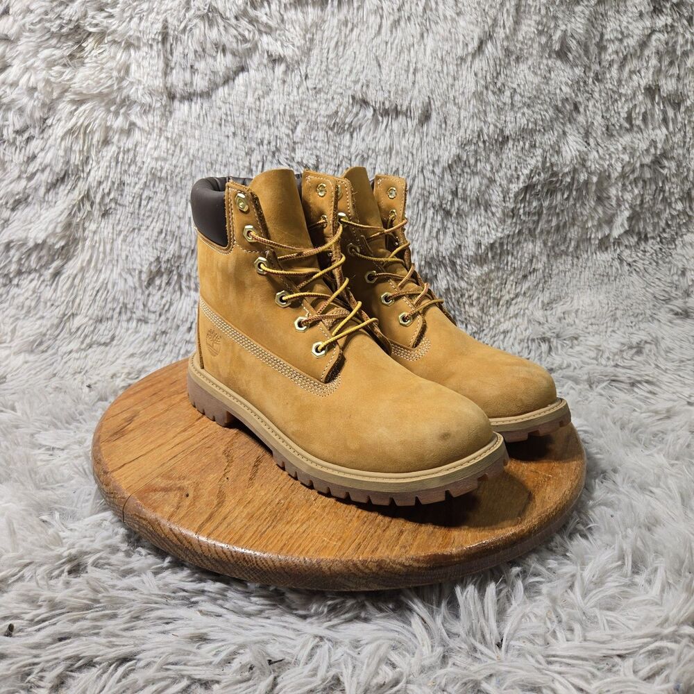 Men's Timberland 6 In. Premium Boots Wheat Size 7M Pristine Nubuck Leather Lace